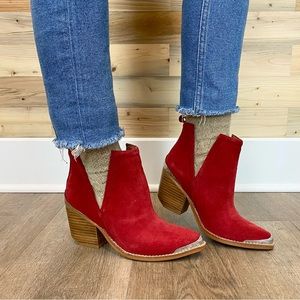 Jeffrey Campbell Cromwell Red Suede Western Boots